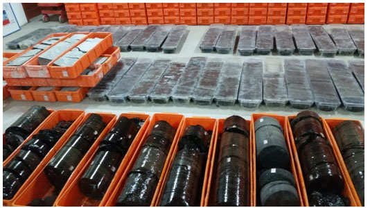 图3.部分剖切与浇注的岩心